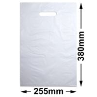 Medium White Plastic Carry Bags 255x380mm (Qty:100)