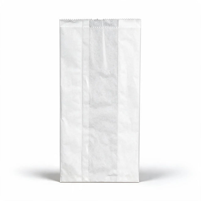 white paper bread bags 200x400mm & 110mm gusset, front view