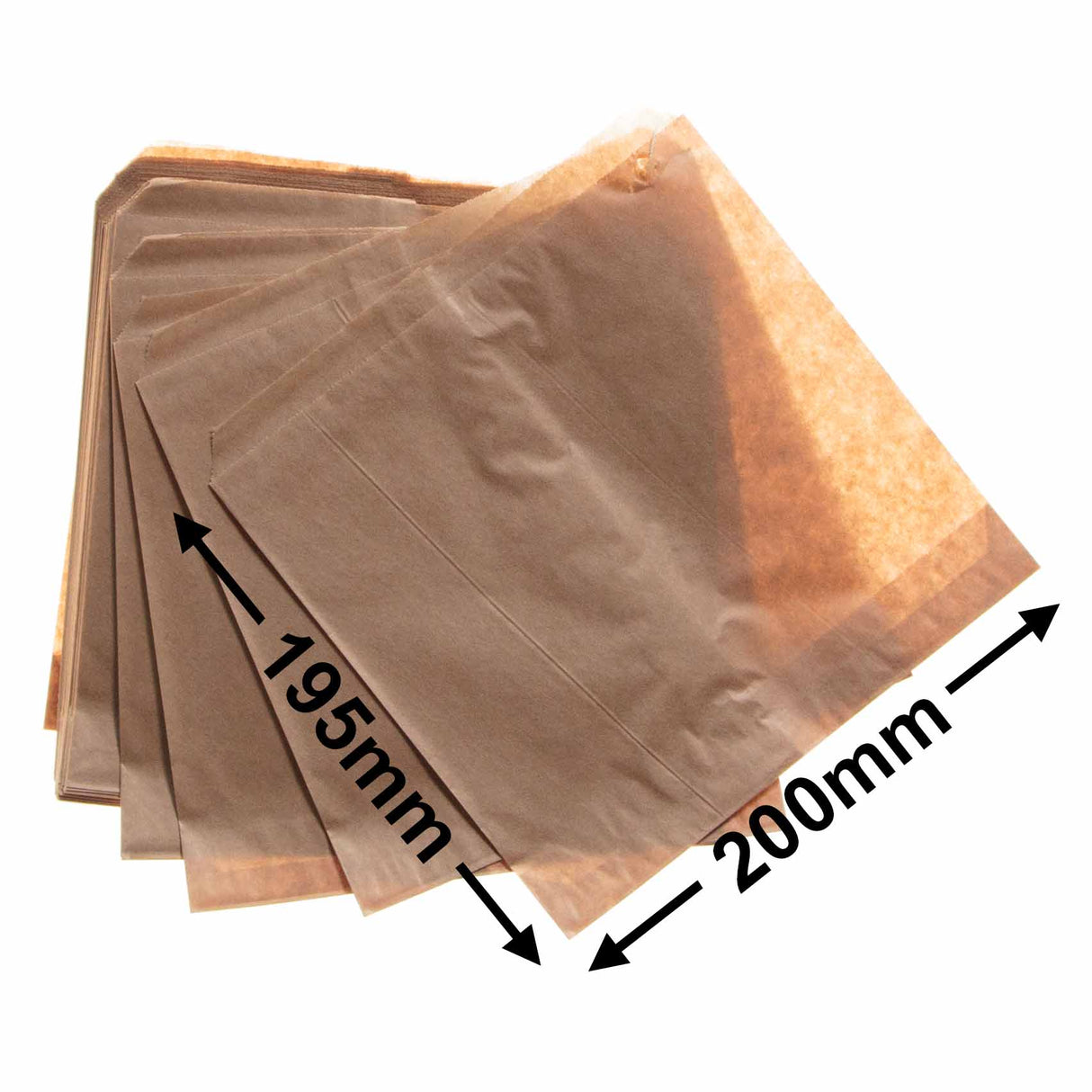 Flat Brown Paper Bags Size 2 200x195mm (Qty:500)