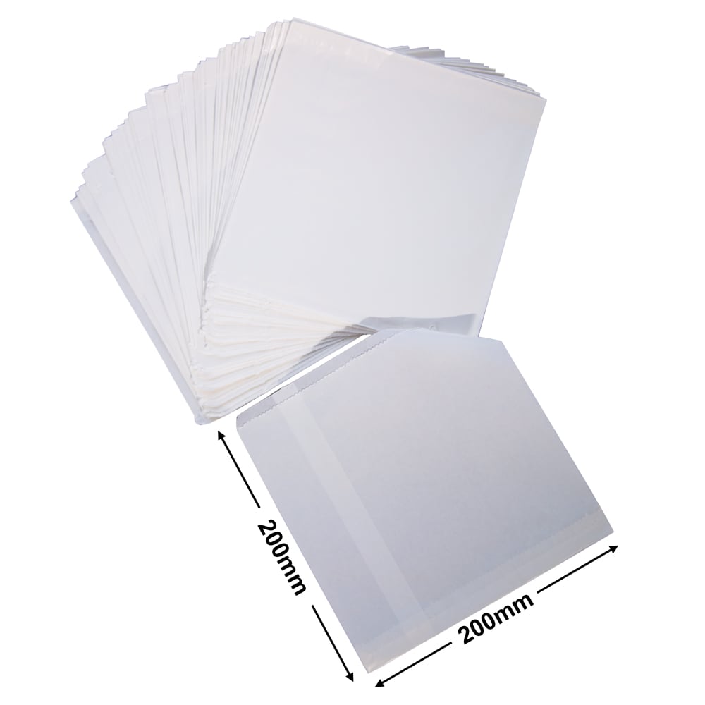 Flat Glossy White Paper Bags Size 2 200x200mm (Qty:500)