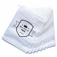 medium printed flat white paper bags - square 300mm x 275mm 1 colour 2 sides, front view