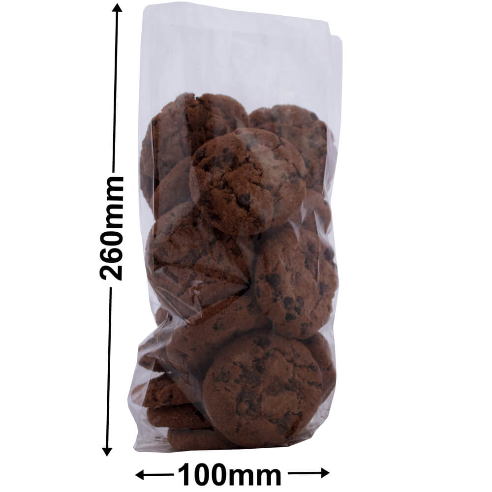 Cellophane Bags 100x260mm + 50mm Side Gusset (Qty:1000)