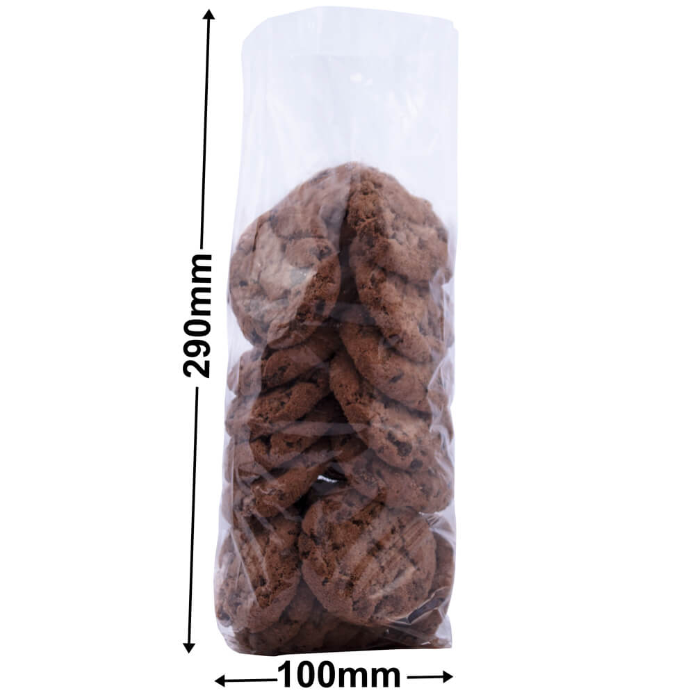 Cellophane Bags 100x290mm + 50mm Side Gusset (Qty:1000)
