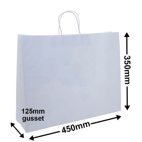 Boutique White Paper Carry Bags 450x350mm (Qty:125)