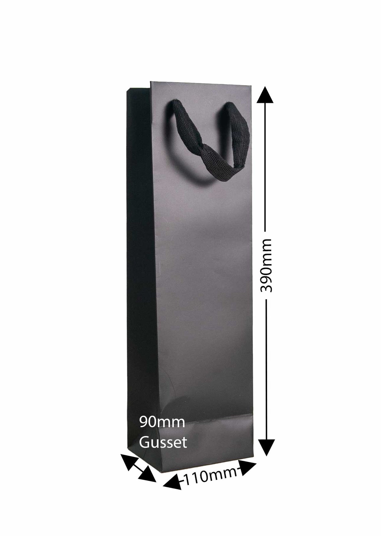 Black Matte Laminated Single Wine Bottle Gift Bags (Qty:20)