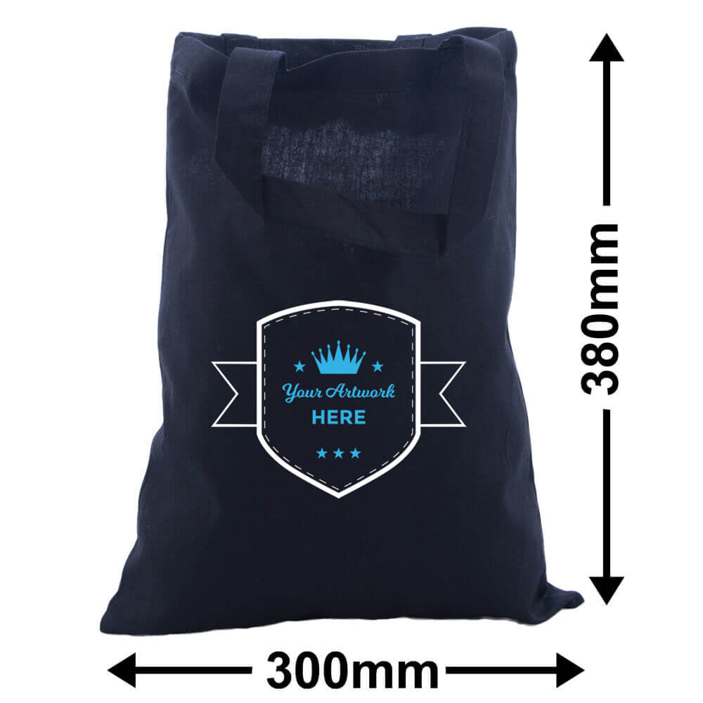 Custom Printed Black Calico Bag with Two Handles 2 Colours 2 Sides 380x300mm