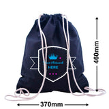 Custom Printed 3 Colours 1 Side Black Calico Drawstring Bags 460x370mm
