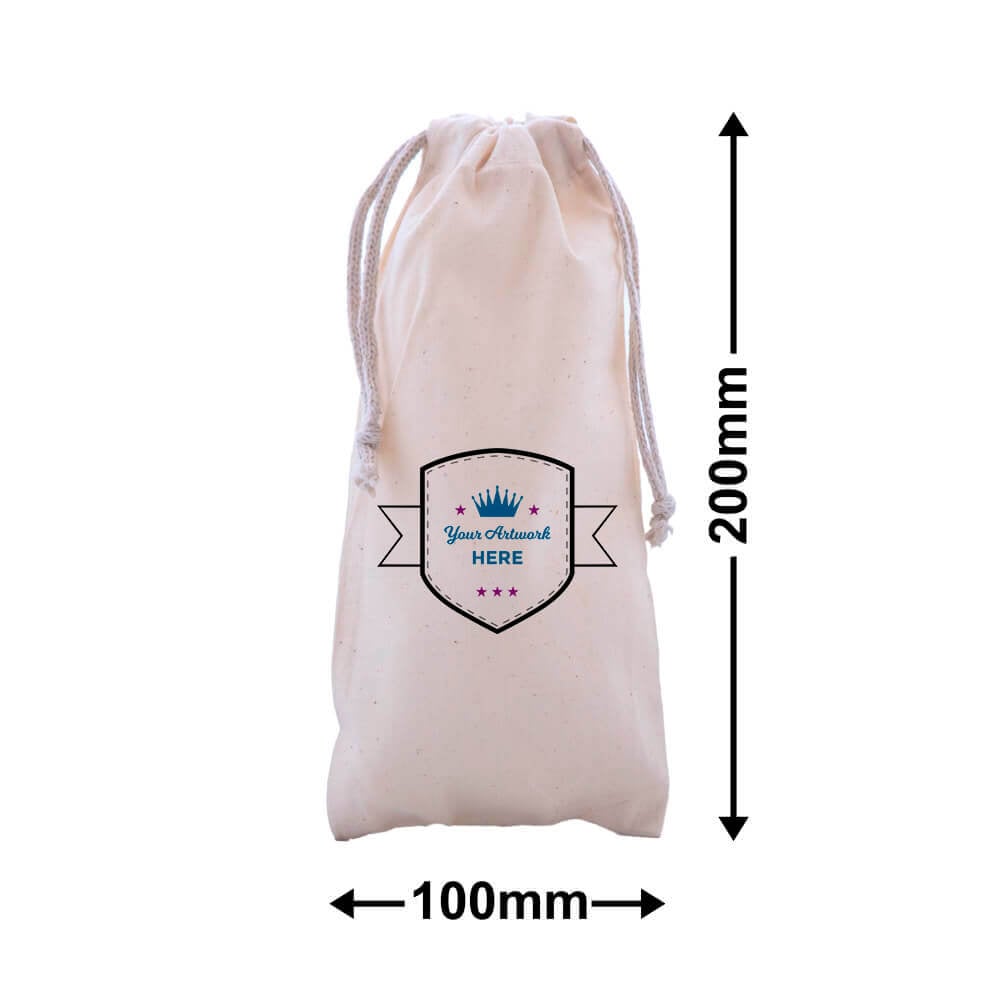 Printed Baby Calico Drawstring Bag 3 Colours 2 Sides