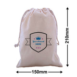 Custom Printed 3 Colours 2 Sides Calico Drawstring Bags 210x150mm