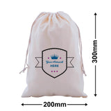 Custom Printed Calico Drawstring Bags 300x200mm 3 Colours 2 Sides