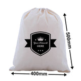 Custom Printed 1 Colour 2 Sides XL Calico Drawstring Bags