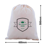Custom Printed 2 Colours 2 Sides XL Calico Drawstring Bags