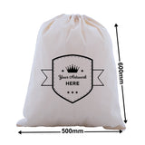 Custom Printed Calico Drawstring Bags 1 Colour 2 Sides 600x500mm