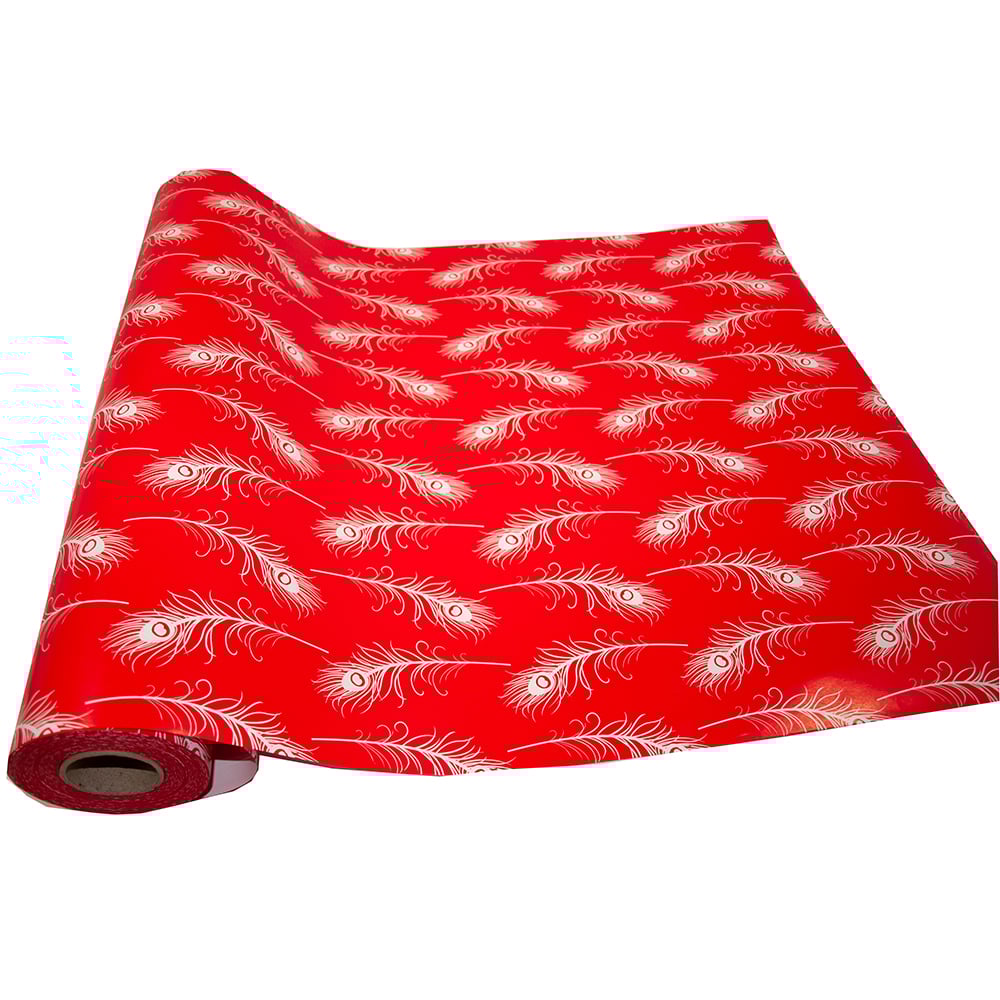 Red Peacock Feather Wrapping Paper (Length)