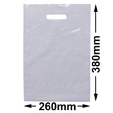 Medium White Plastic Carry Bags 260x380mm (Qty:100)