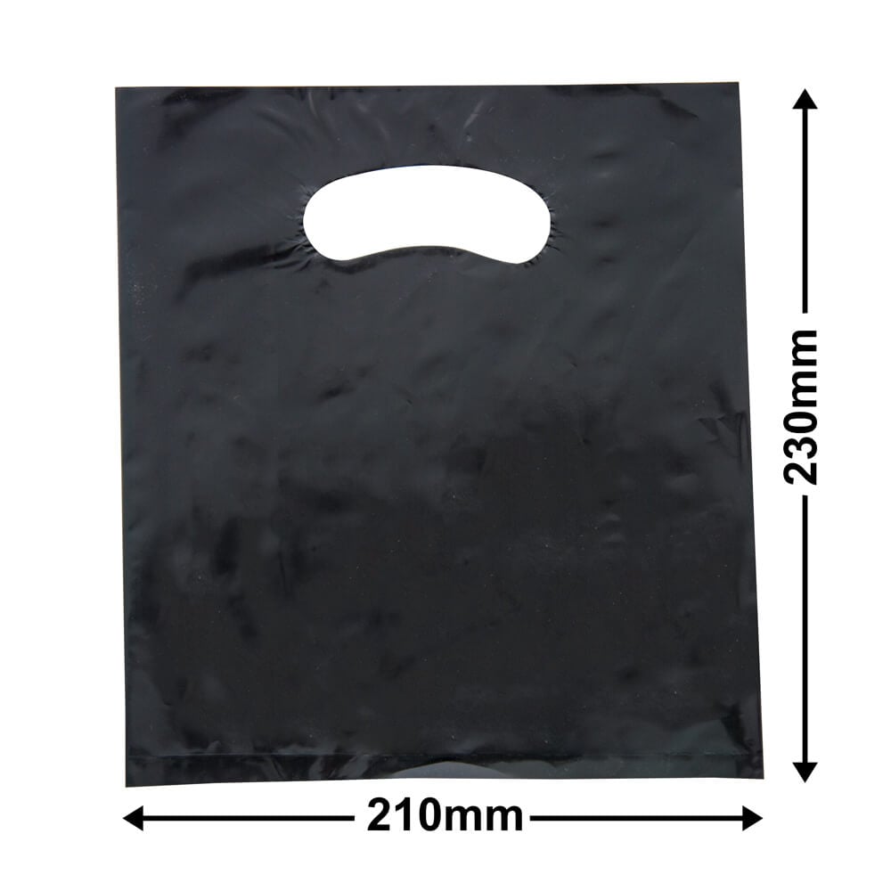 Extra-Small Black Plastic Carry Bags 210x230mm (Qty:100)