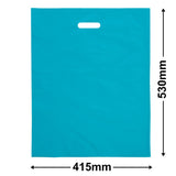 Large Aqua Plastic Carry Bags 415x530mm (Qty:100)