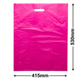 Large Pink Plastic Carry Bags 415x530mm (Qty:100)