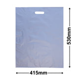 Large Silver Plastic Carry Bags 415x530mm (Qty:100)