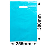 Medium Aqua Plastic Carry Bags 255x380mm (Qty:100)