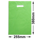 Medium Lime Green Plastic Carry Bags 255x380mm (Qty:100)