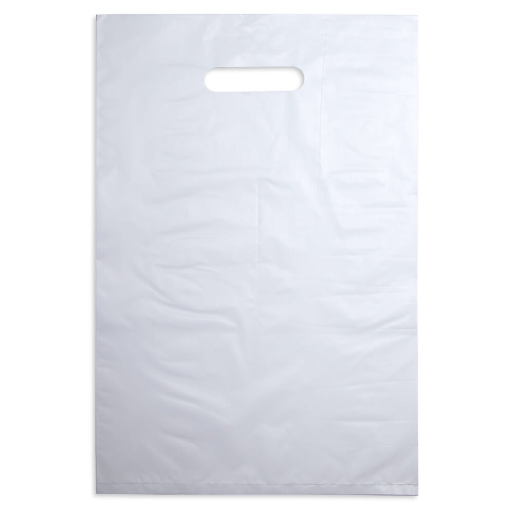 Medium White Plastic Carry Bags 255x380mm (Qty:100)