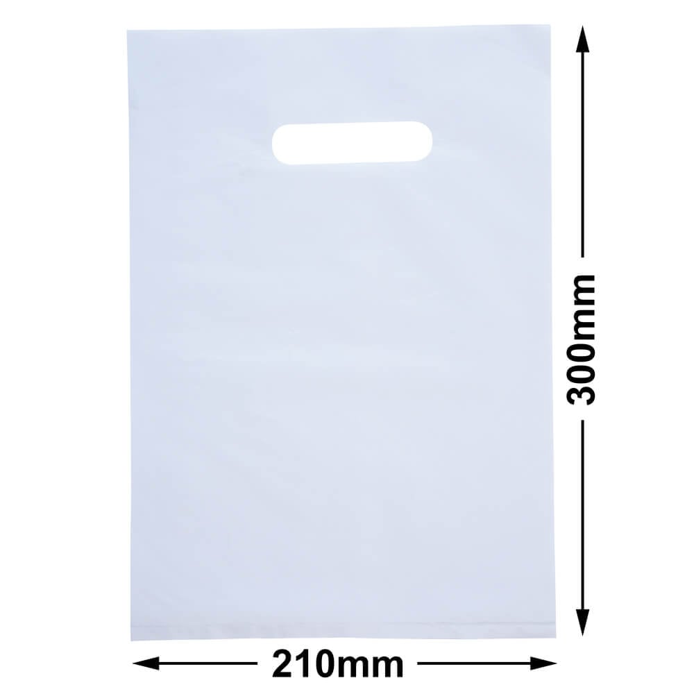 Small White Plastic Carry Bags 210x300mm (Qty:100)