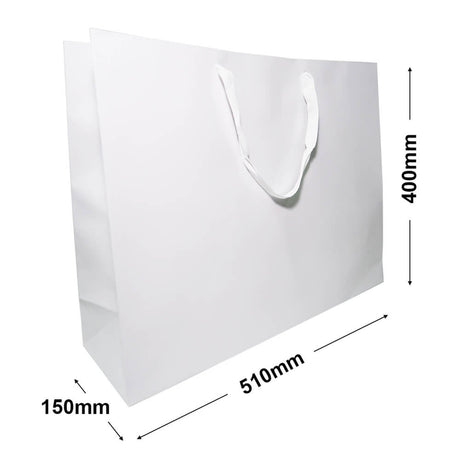 White Boutique Rope Handle Gloss Bags 510x400mm (Qty:50)
