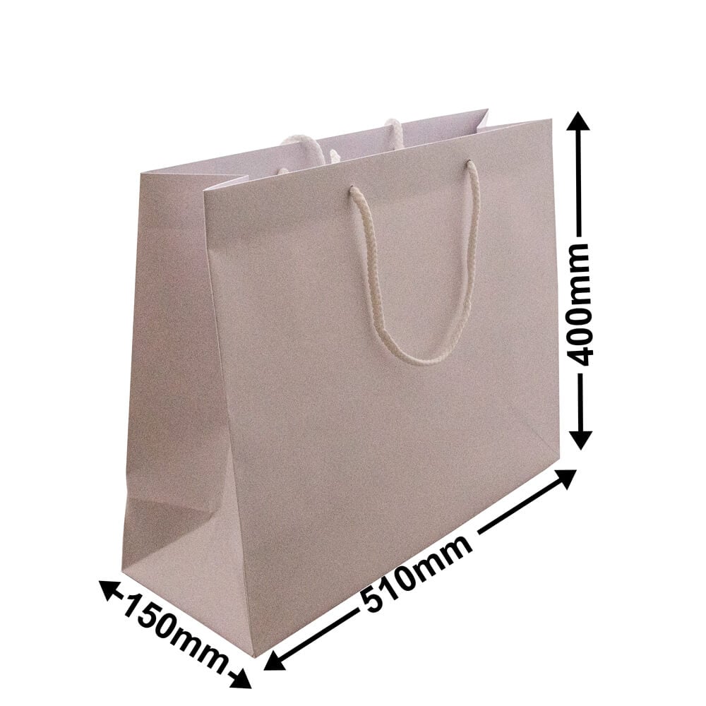 White Boutique Rope Handle Gloss Bags 510x400mm (Qty:50)