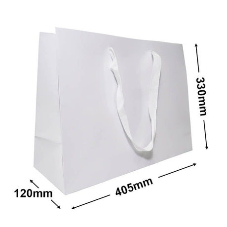 White Boutique Rope Handle Gloss Bags 405x330mm (Qty:50)