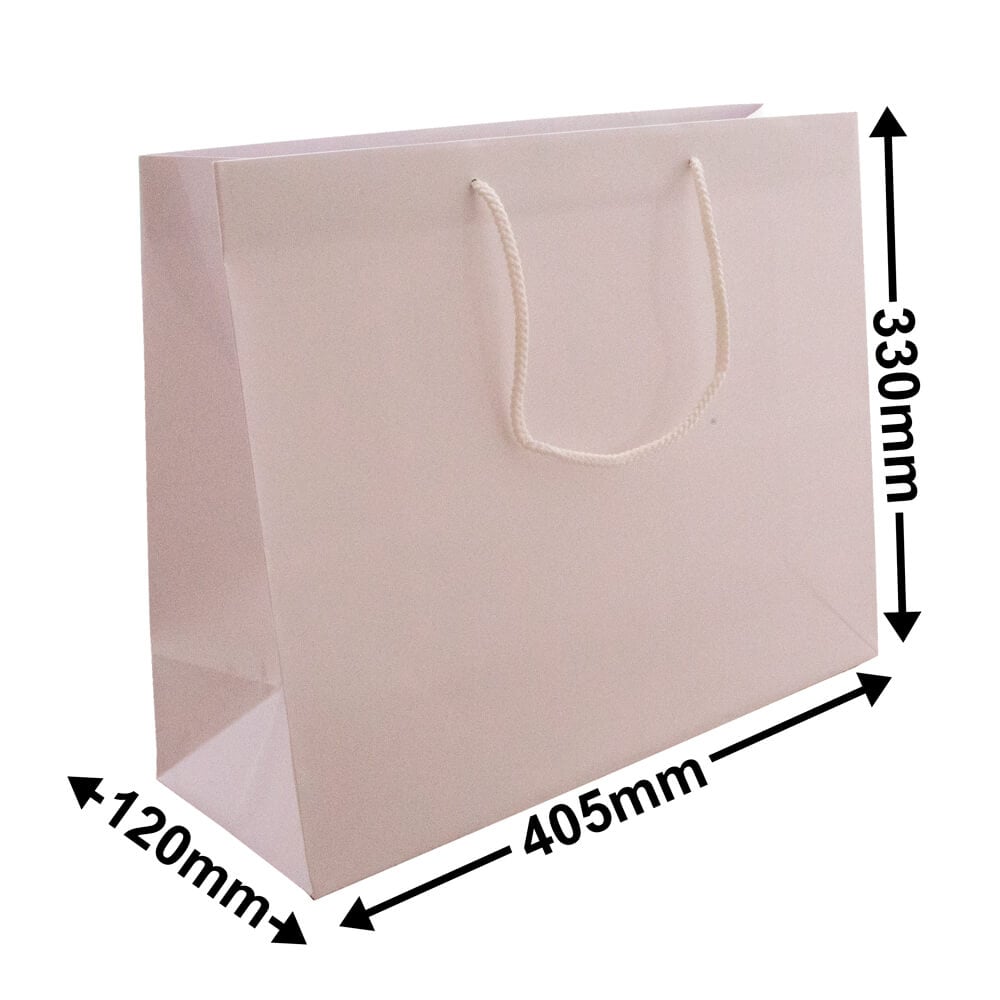 White Boutique Rope Handle Gloss Bags 405x330mm (Qty:50)