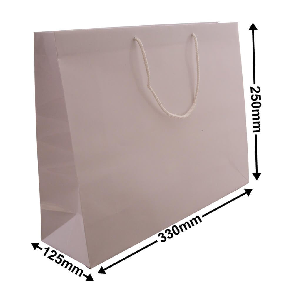 White Boutique Rope Handle Gloss Bags 330x250mm (Qty:100)