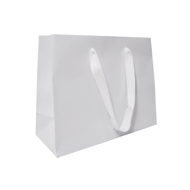 white rope handle gloss bag, 250 x 200 mm, front view