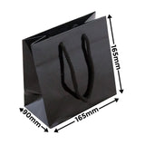Black Rope Handle Gloss Bags 165x165mm (Qty:50)