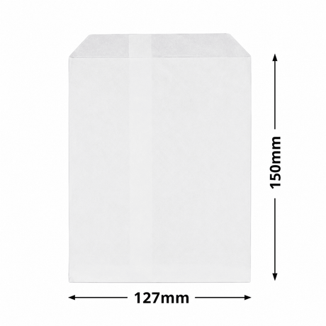 Half-size Flat White Paper Bags 127x150mm (Qty:1000)