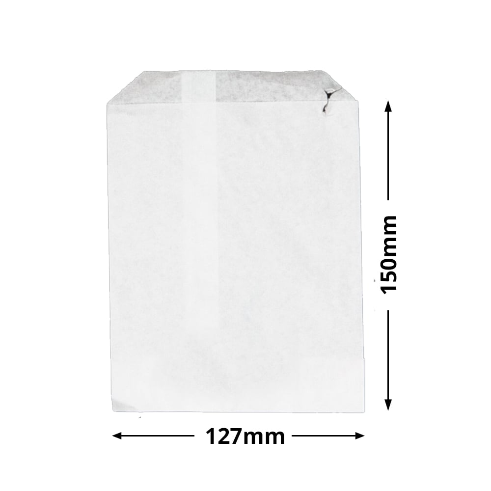 Half-size Flat White Paper Bags 127x150mm (Qty:100)