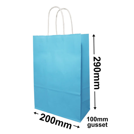 A5 Aqua Blue Paper Carry Bags 200x290mm (Qty:50)