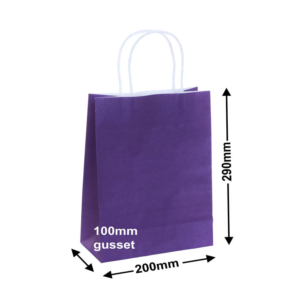 A5 Purple Paper Carry Bags 200x290mm (Qty:50)