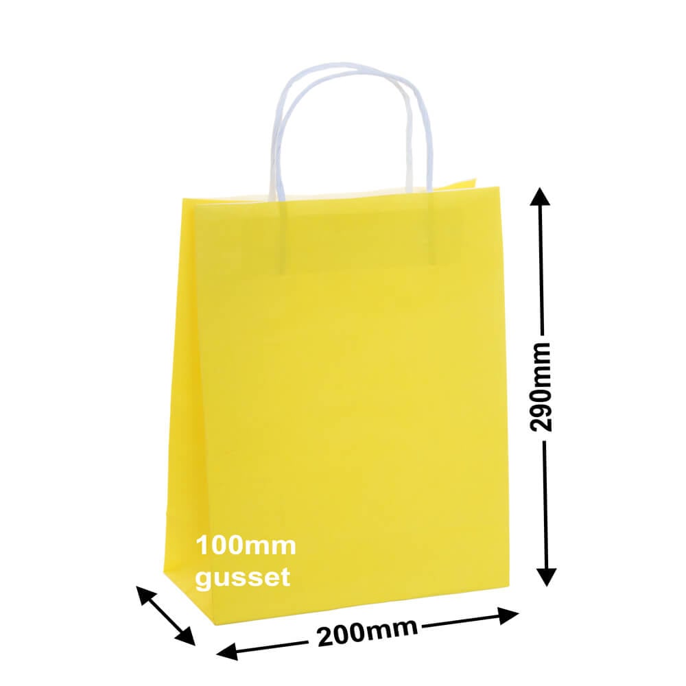 A5 Yellow Paper Carry Bags 200x290mm (Qty:50)
