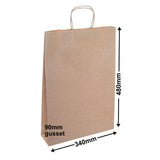 Brown Paper Carry Bags 340x480mm (Qty:50)