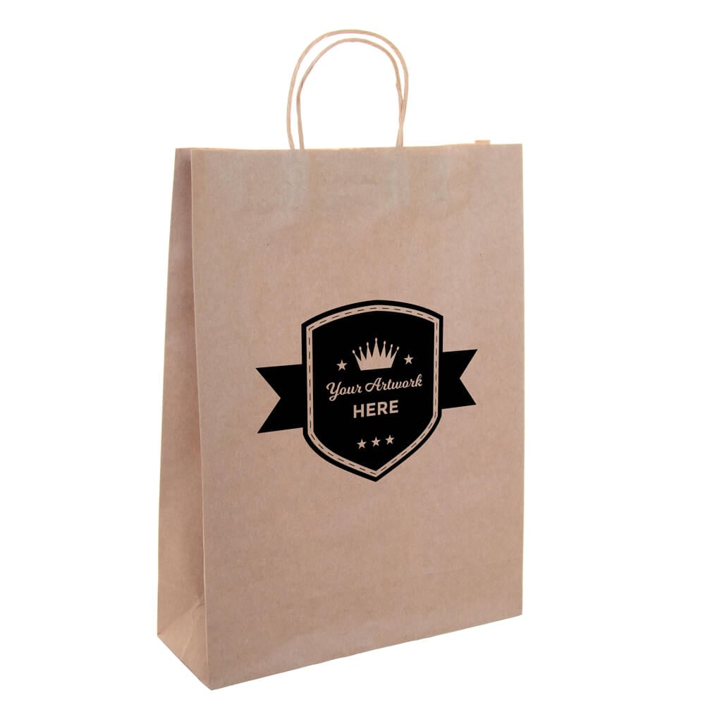 Express Printed Brown Paper Carry Bags 1 Colour 1 Side 420x310mm