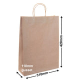 A3 Brown Paper Carry Bags 310x420mm (Qty:50)