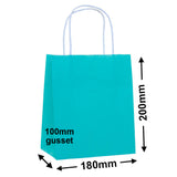 Aqua Blue Paper Carry Bags 180x200mm (Qty:50)