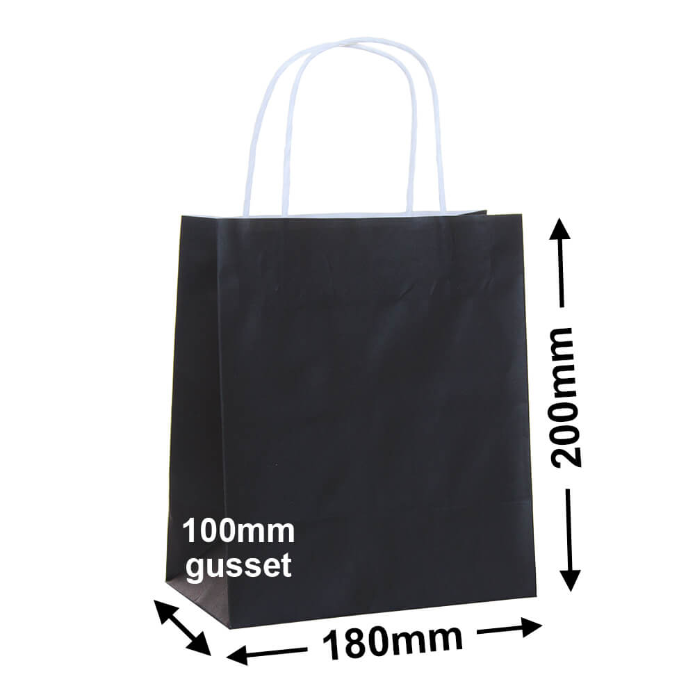 Black Paper Carry Bags 180x200mm (Qty:250)