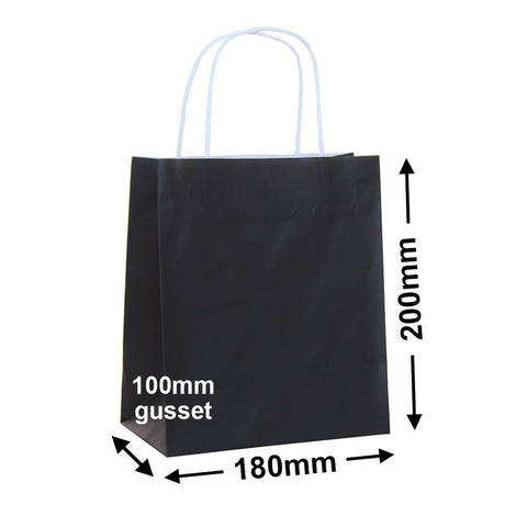Black Paper Carry Bags 180x200mm (Qty:250)