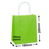 Lime Green Paper Carry Bags 180x200mm (Qty:250)