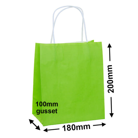 Lime Green Paper Carry Bags 180x200mm (Qty:250)