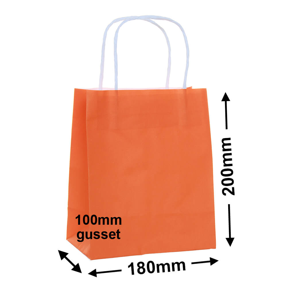 Orange Paper Carry Bags 180x200mm (Qty:50)