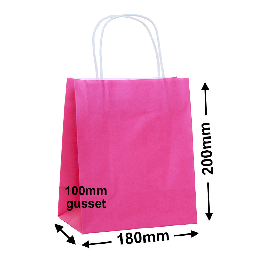 Pink Paper Carry Bags 180x200mm (Qty:50)