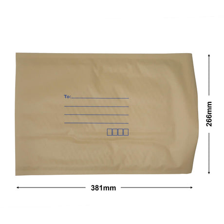 Brown Paper Mailer Bags Bubblewrap Interior 266x381mm (Qty:100)